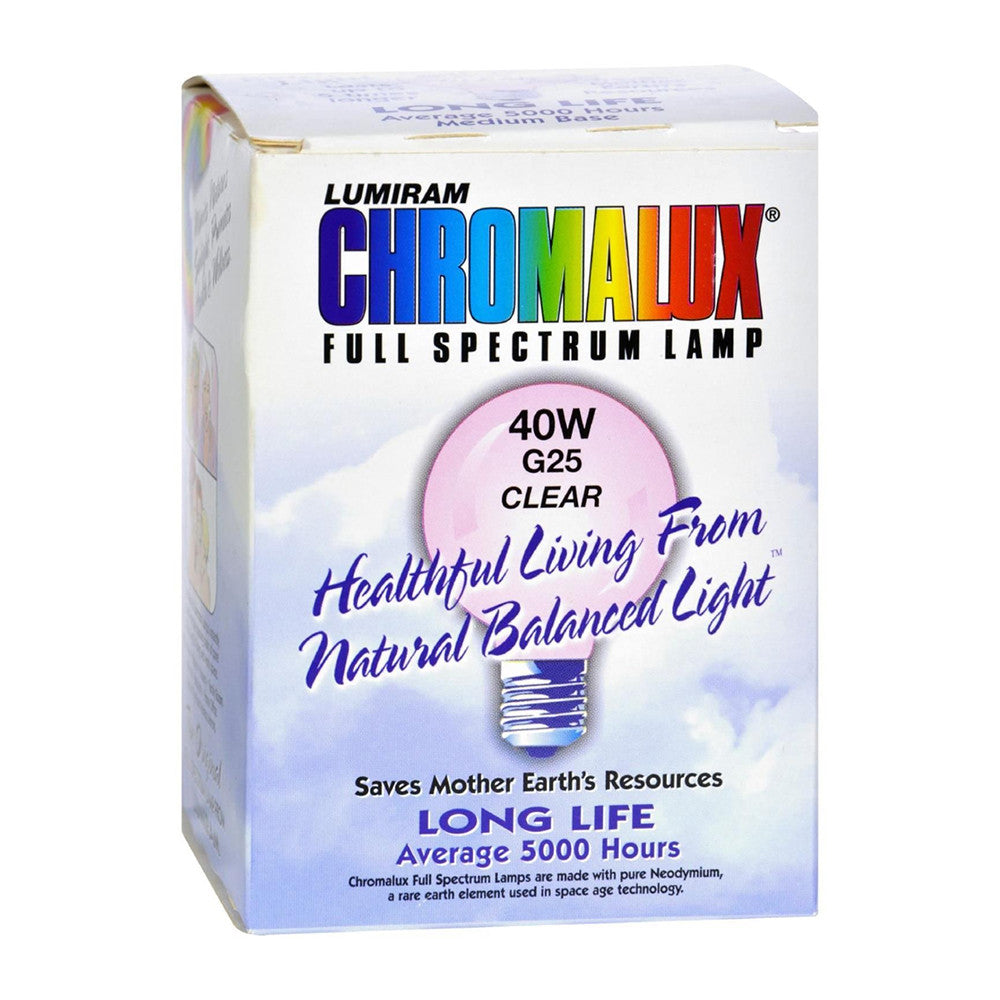 Chromalux Lumiram Full Spectrum 40Watt G25 Clear Lamp Natural Balanced Light, 1 Ea